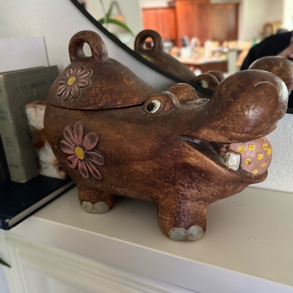 Vintage‎ California Originals Hippo Cookie Jar Hand Painted Ceramic Hippopotamus - Picture 5 of 7